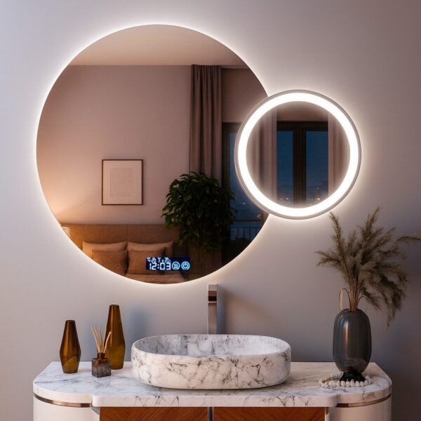 Дзеркало з LED підсвіткою 70х50см кругле Aurora