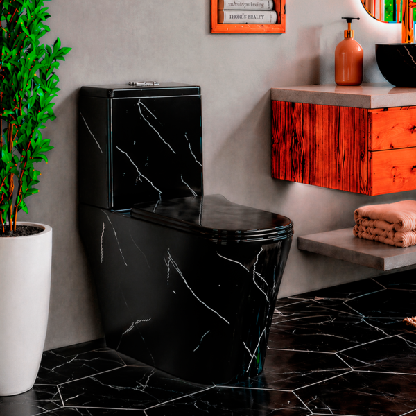 Дизайнерський унітаз мраморний Black 8609